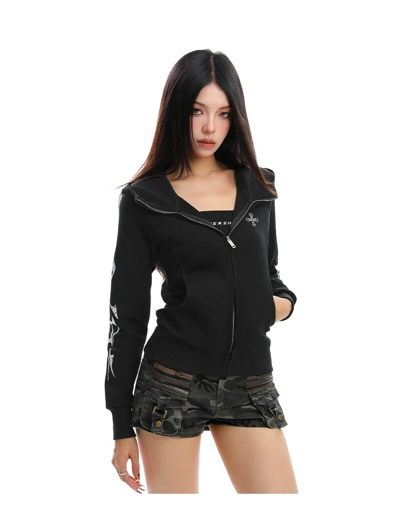 【評価★4.8以上／Top】Cross Embroidered Zip Sweat Jacket mry001933