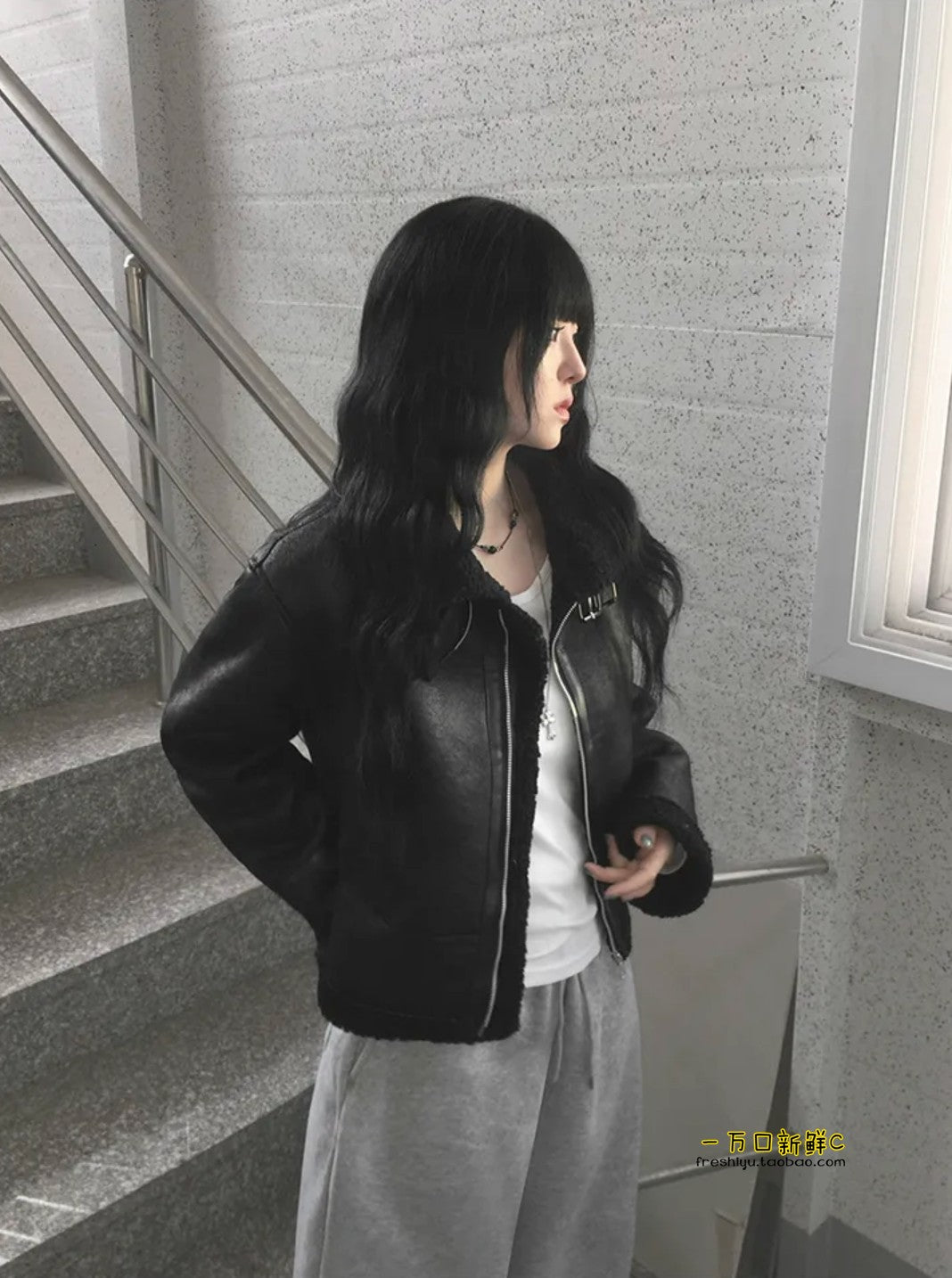 Shearling Lined Leather Jacket mry002024