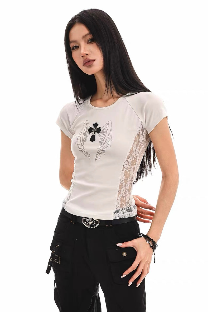 【トップス】クロスウィングタイトTシャツ mry002375