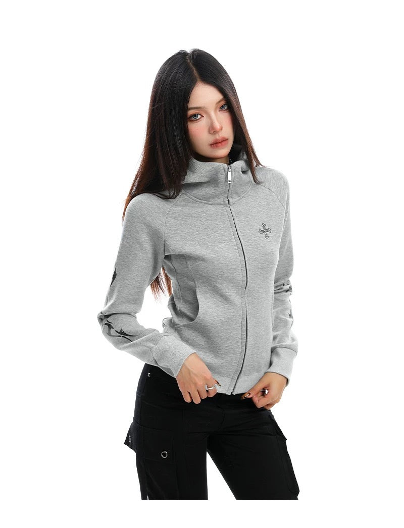 【評価★4.8以上／Top】Cross Embroidered Zip Sweat Jacket mry001933