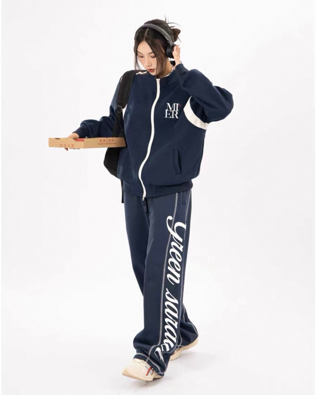 【Set-Up】Street Sport Track Set – Zip Up Jacket & Logo Wide Pants mry001891