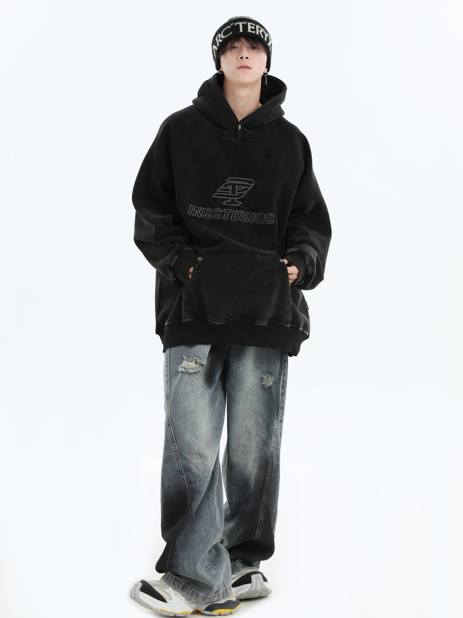 【評価★4.8以上／Tops】Washed Logo Oversized Hoodie mry001915