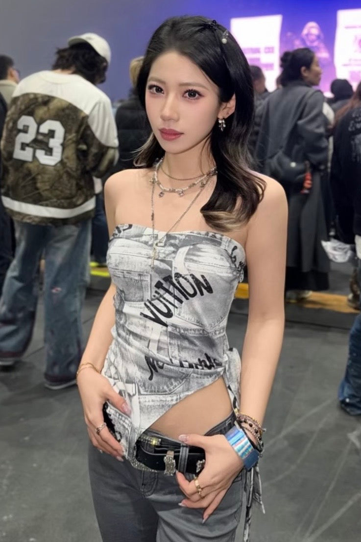 【トップス】プリントチューブトップスmry002331