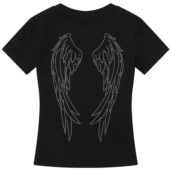 【トップス】ラインストーンロゴTシャツ mry002422