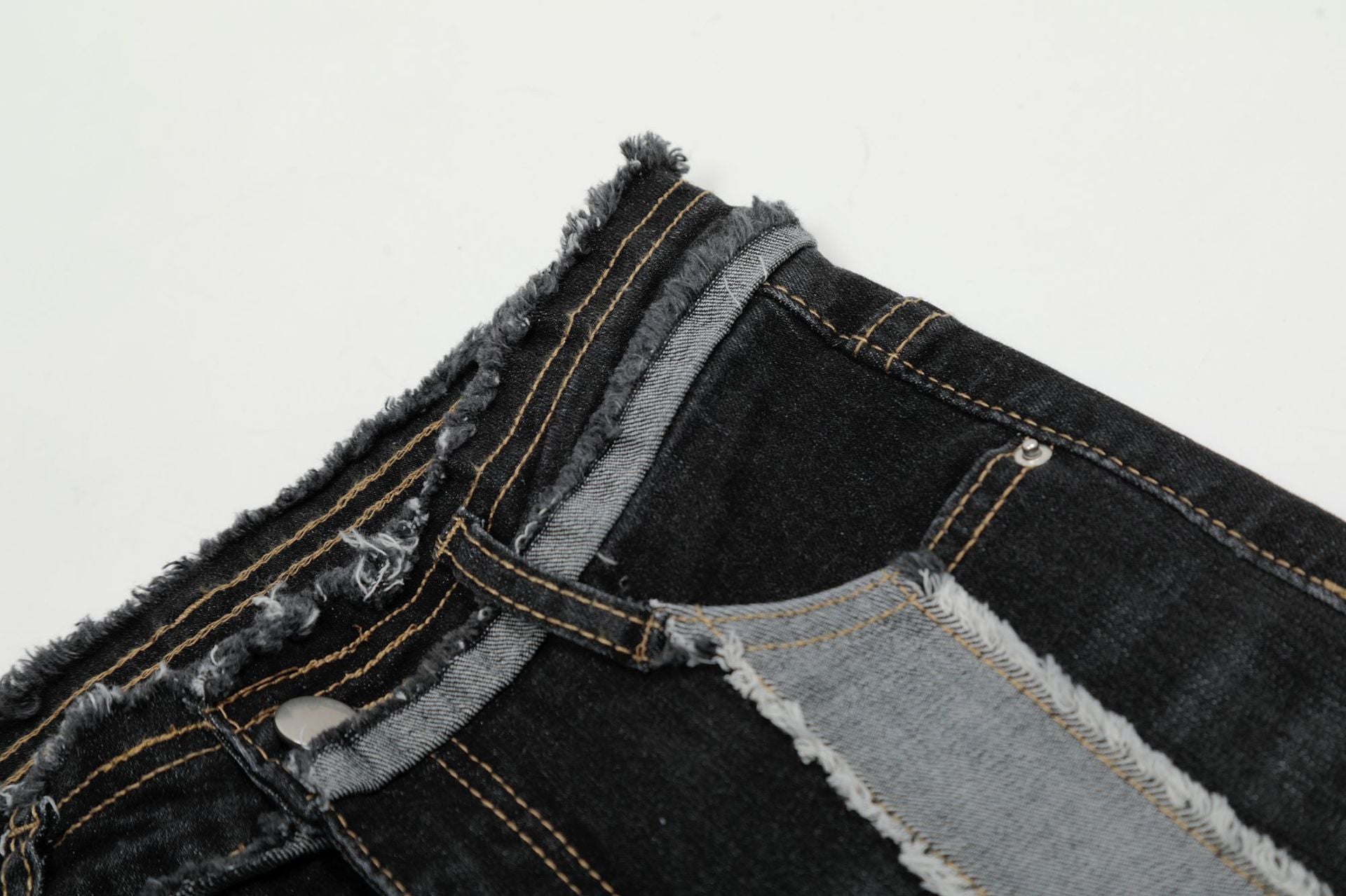 Ribbon Strap Panel Flare Denim Pants mry001667