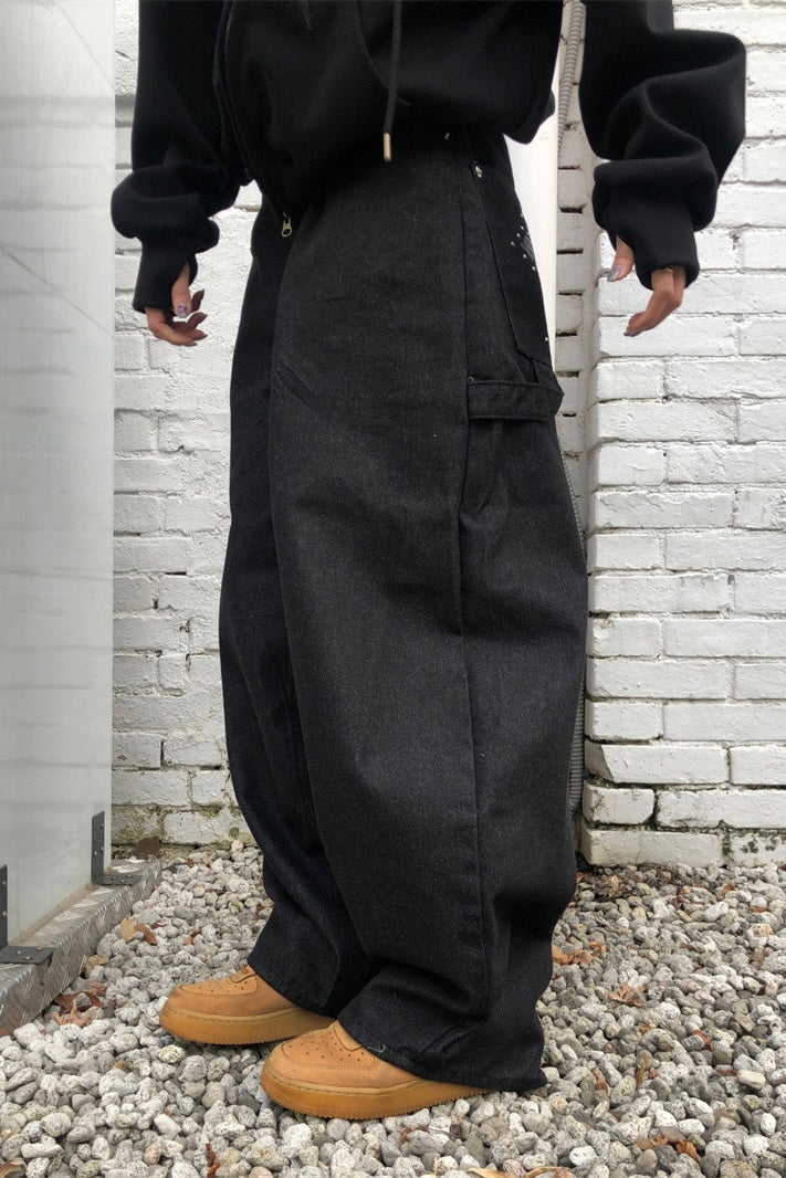 Baggy Cross Stud Wide Jeans mry002282