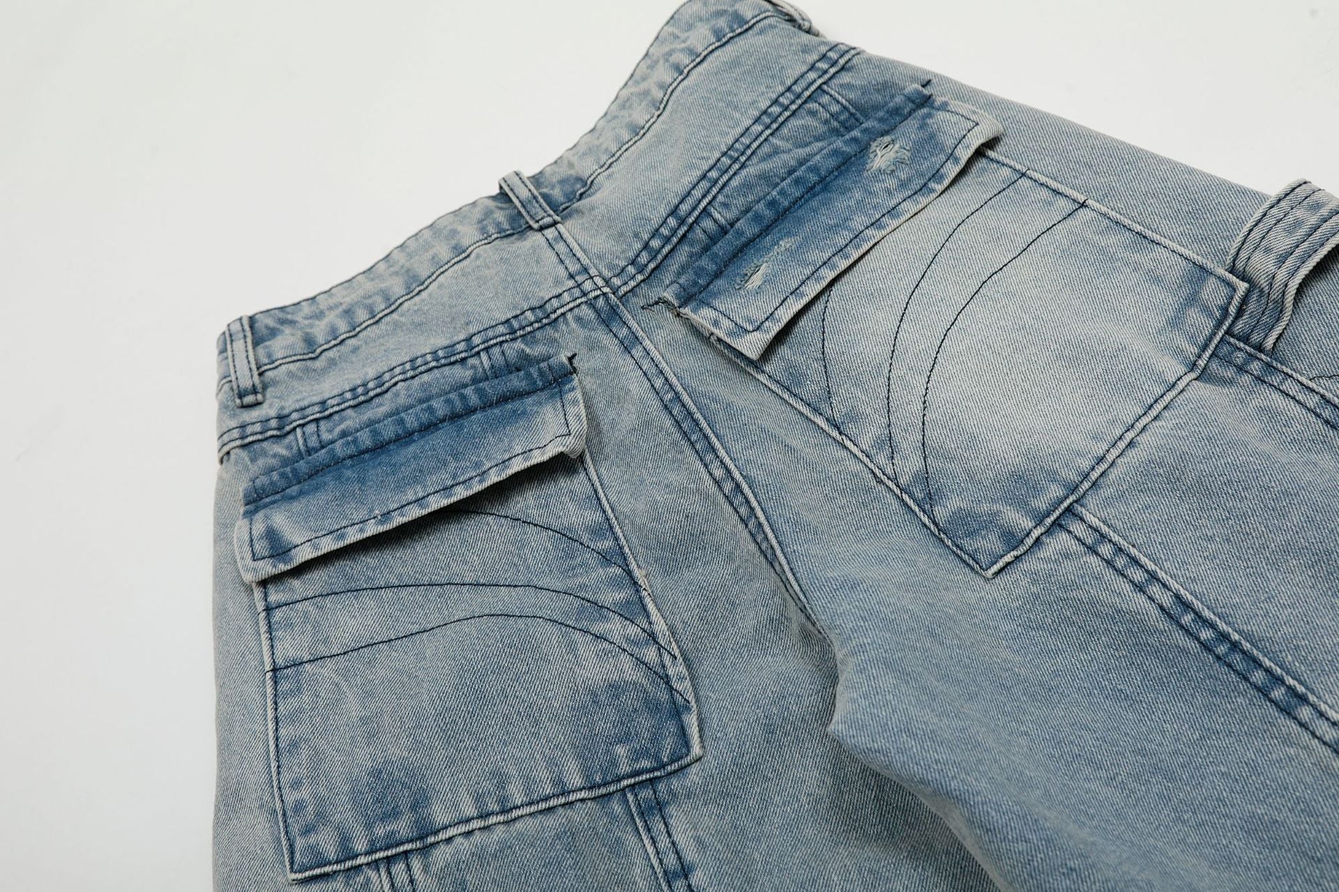 【2color】Shadow Buckle Wide Cargo Denim Pants mry001700