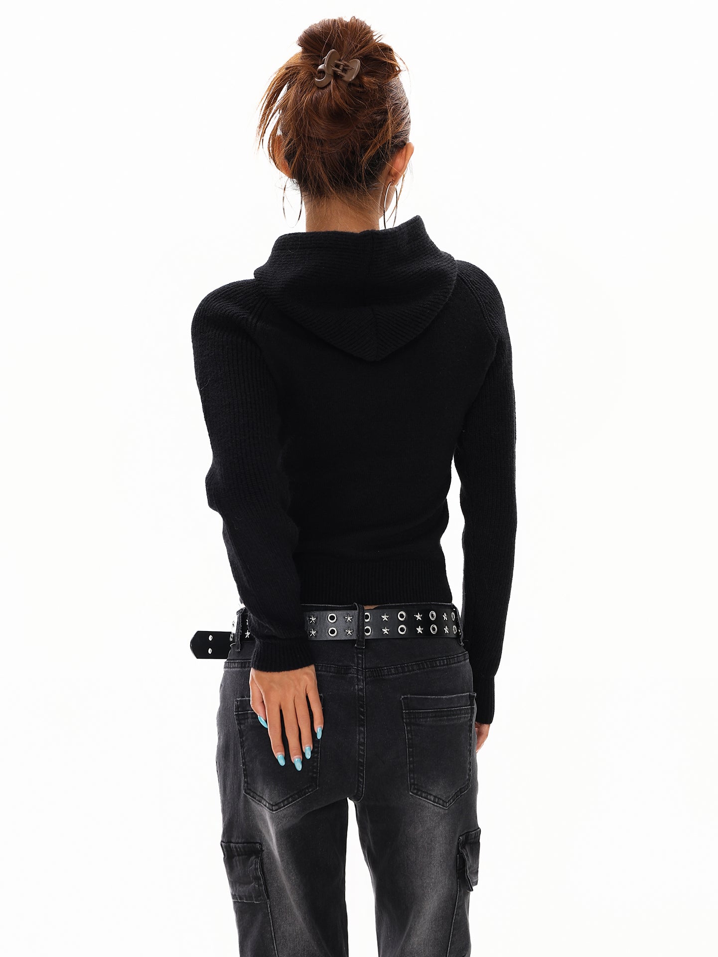 【評価★4.8以上／Tops】Cross Slim Fit Knit Hoodie mry001911