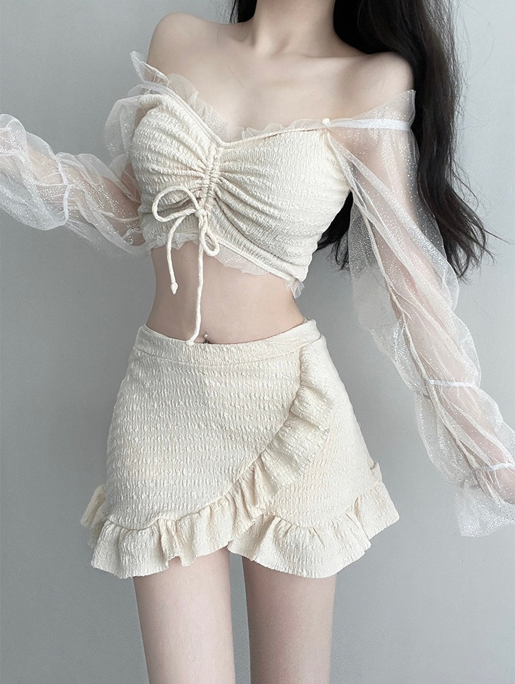 Shirred Ruffle High-Waist Set mry001778
