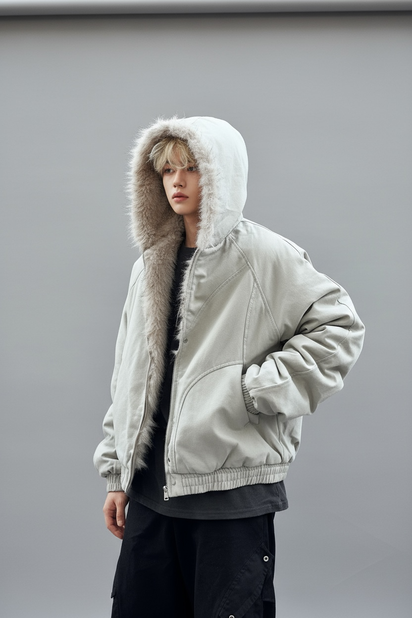 『※限定価格／SNS大人気アウター⚡️』【2color】 Unisex Edge Line Boa Jacket mry001614 Warm Fur Trim Zip Jacket mry001794