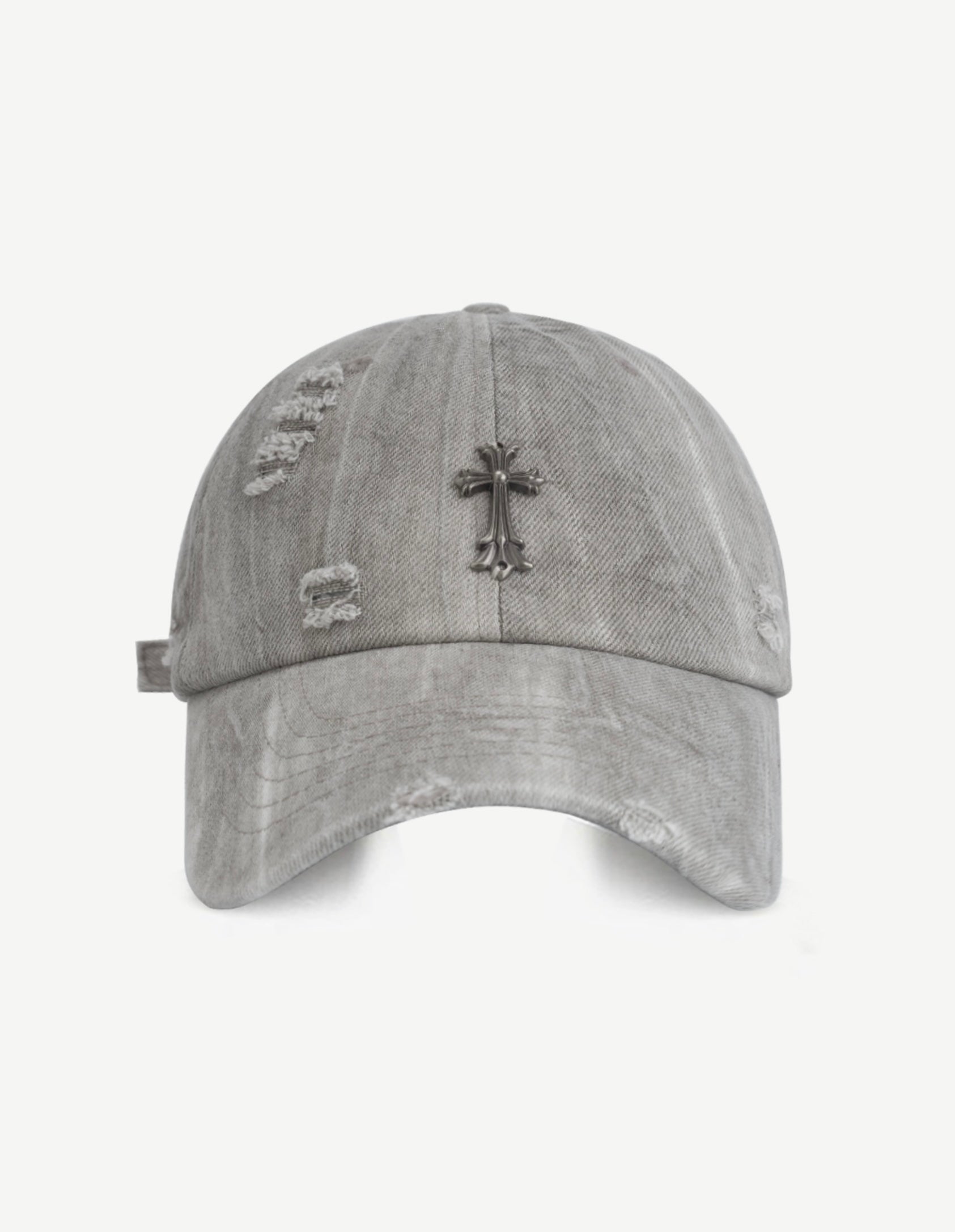 【4color】Vintage Cross Metal Embellished Distressed Cap mry001909