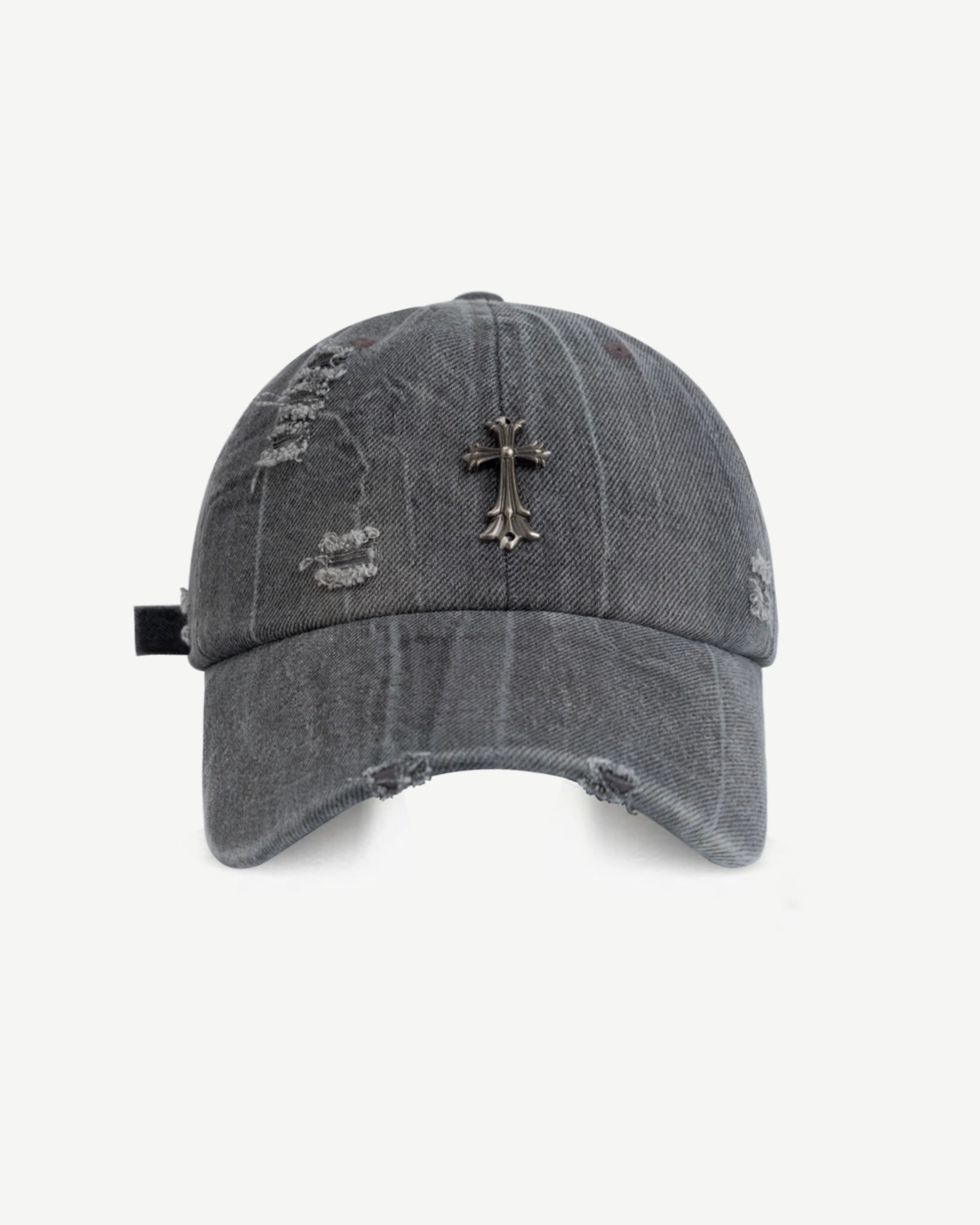 【4color】Vintage Cross Metal Embellished Distressed Cap mry001909