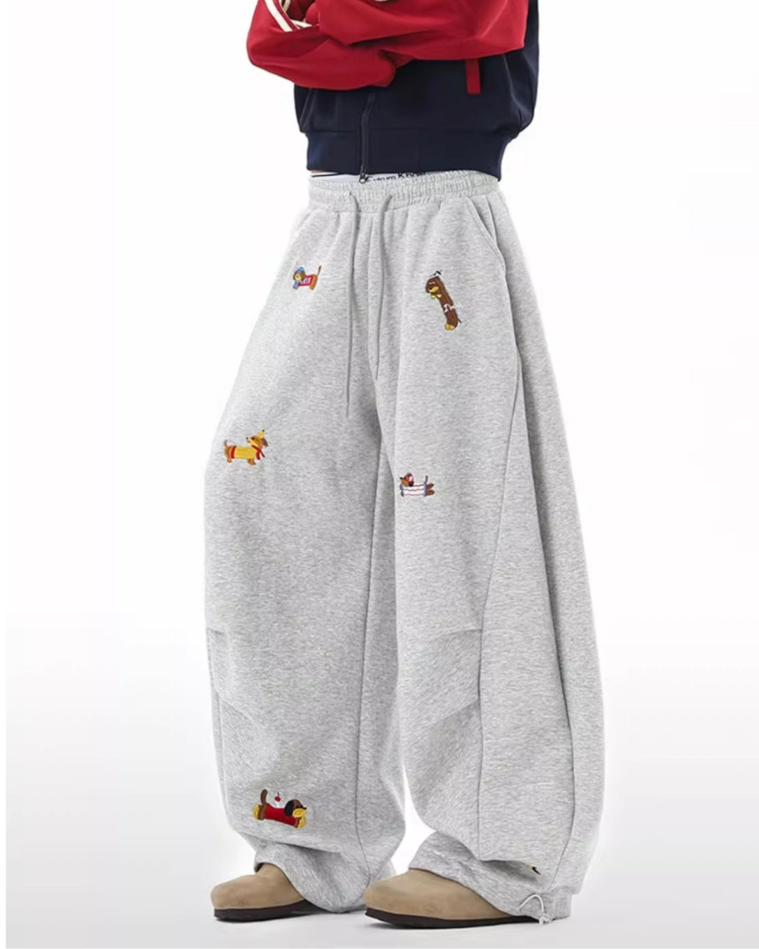 【YURU:FIT】Cartoon Dog Loose Fit Pants mry001880
