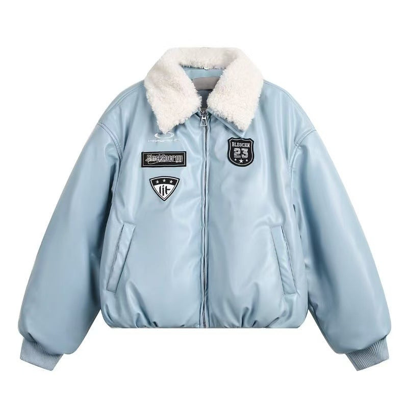 Varsity Patch Faux-Leather Bomber Jacket mry001968