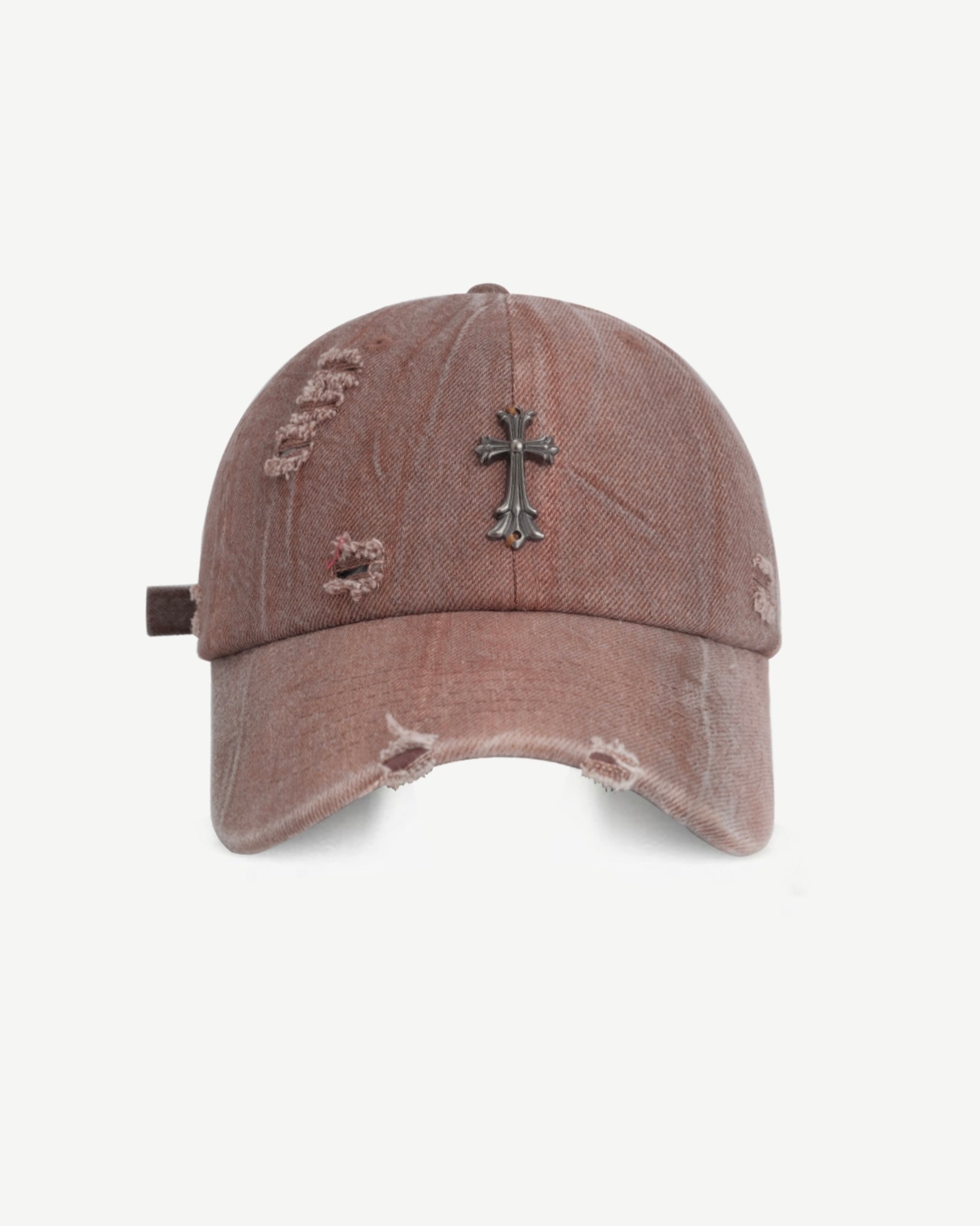 【4color】Vintage Cross Metal Embellished Distressed Cap mry001909