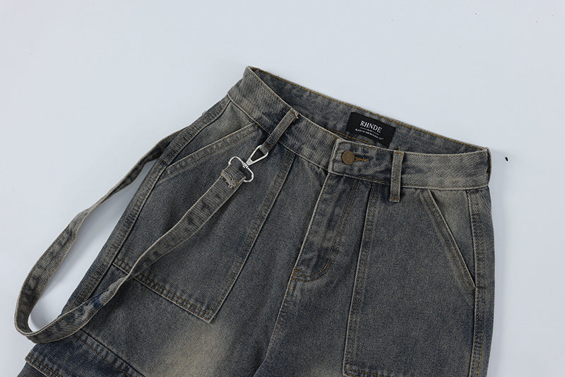 Gravity Strap Wide-Leg Denim Pants mry001702
