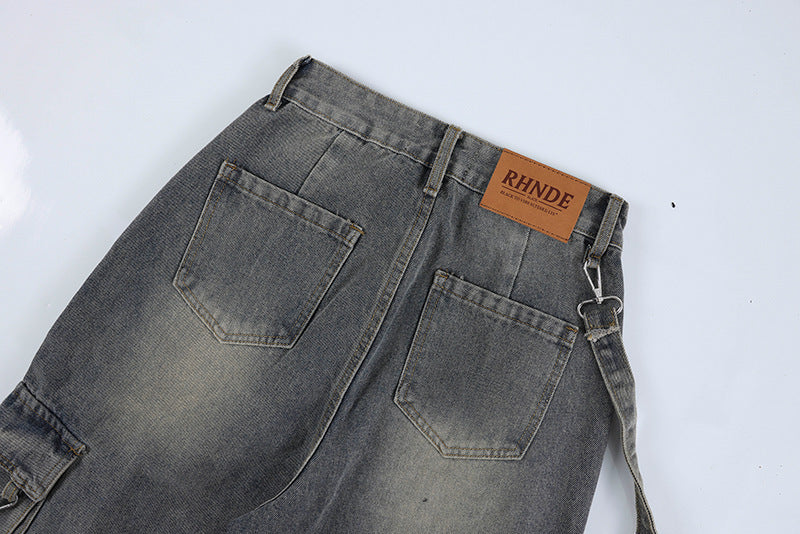 Gravity Strap Wide-Leg Denim Pants mry001702