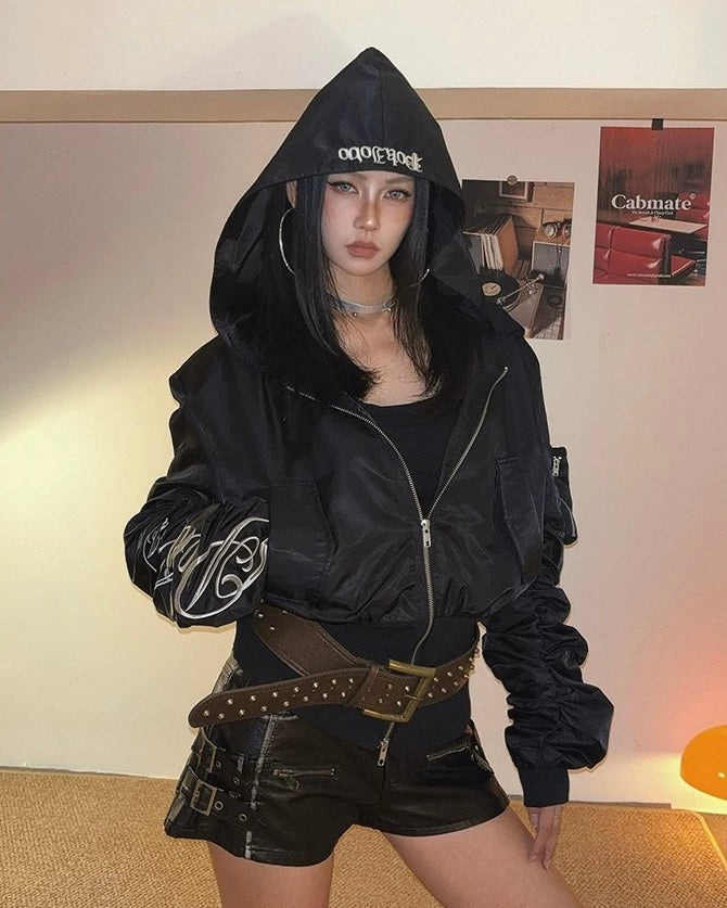 Gothic Hooded Bomber Jacket mry001986