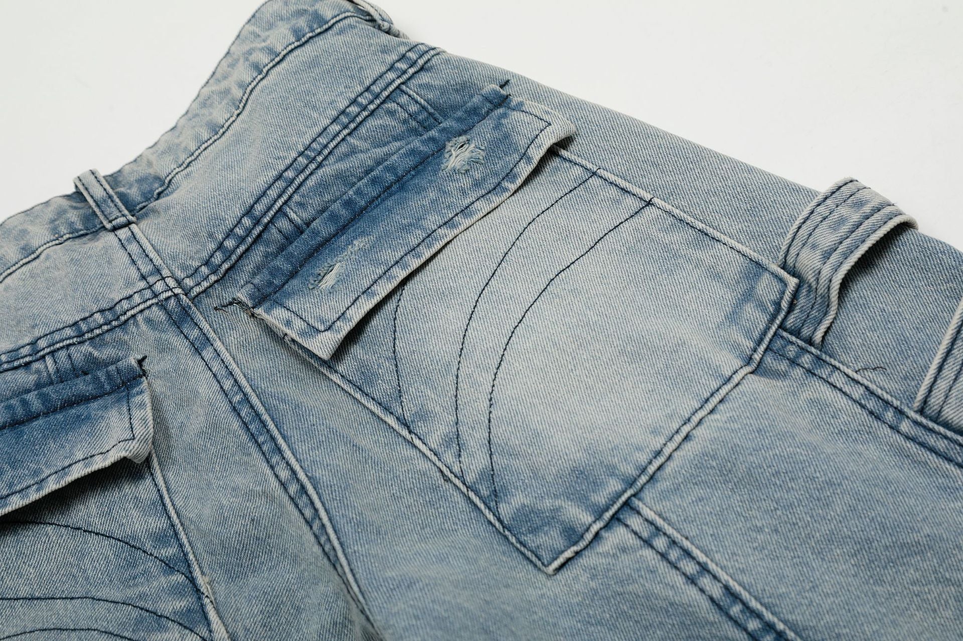 【2color】Shadow Buckle Wide Cargo Denim Pants mry001700
