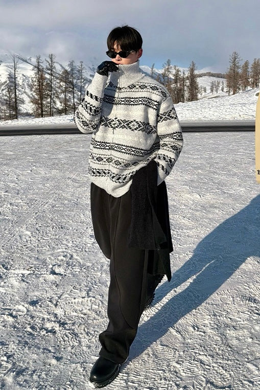 Nordic Pattern Zip Knit mry002229