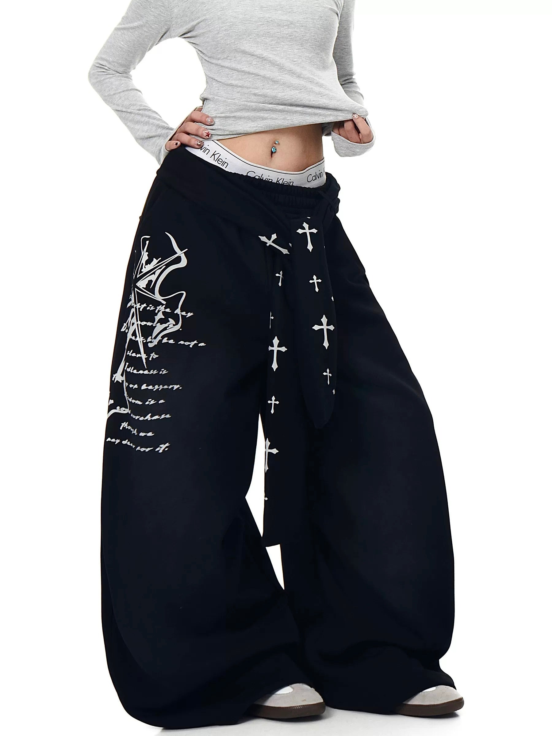 Cross Wrap Wide Sweat Pants mry002146