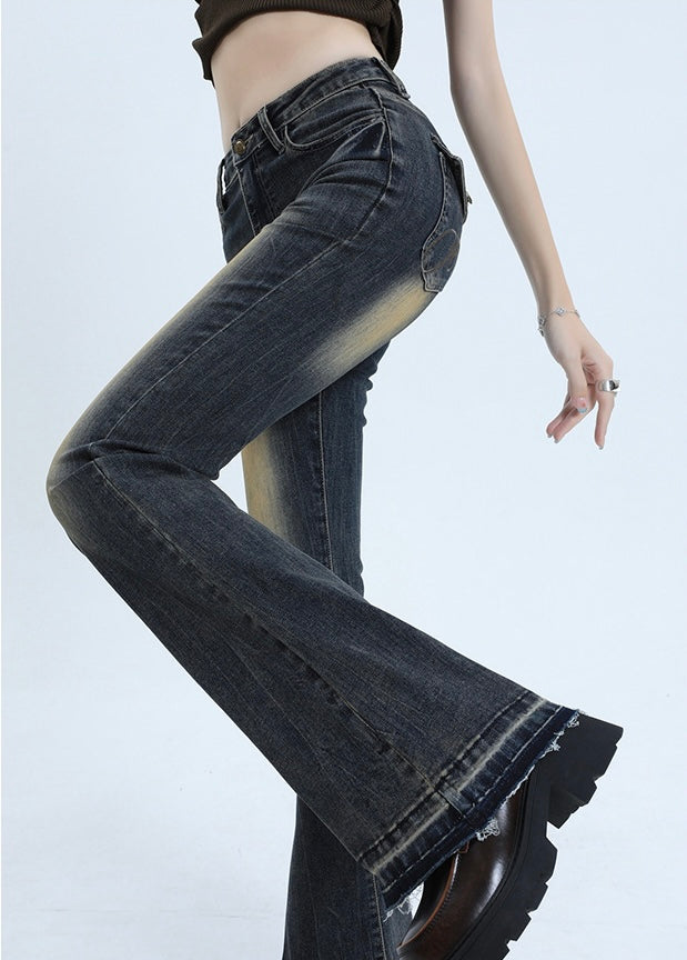 Retro Flare Wash Denim Pants mry001747