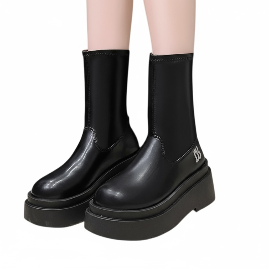 【2type】Smooth Leather Platform Boots mry001963