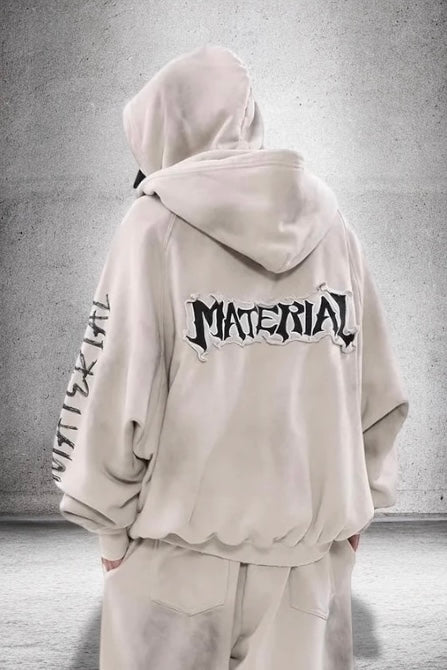 【評価★4.8以上／Tops】UNISEX DAMAGE DOLMAN ZIP HOODIE mry001907