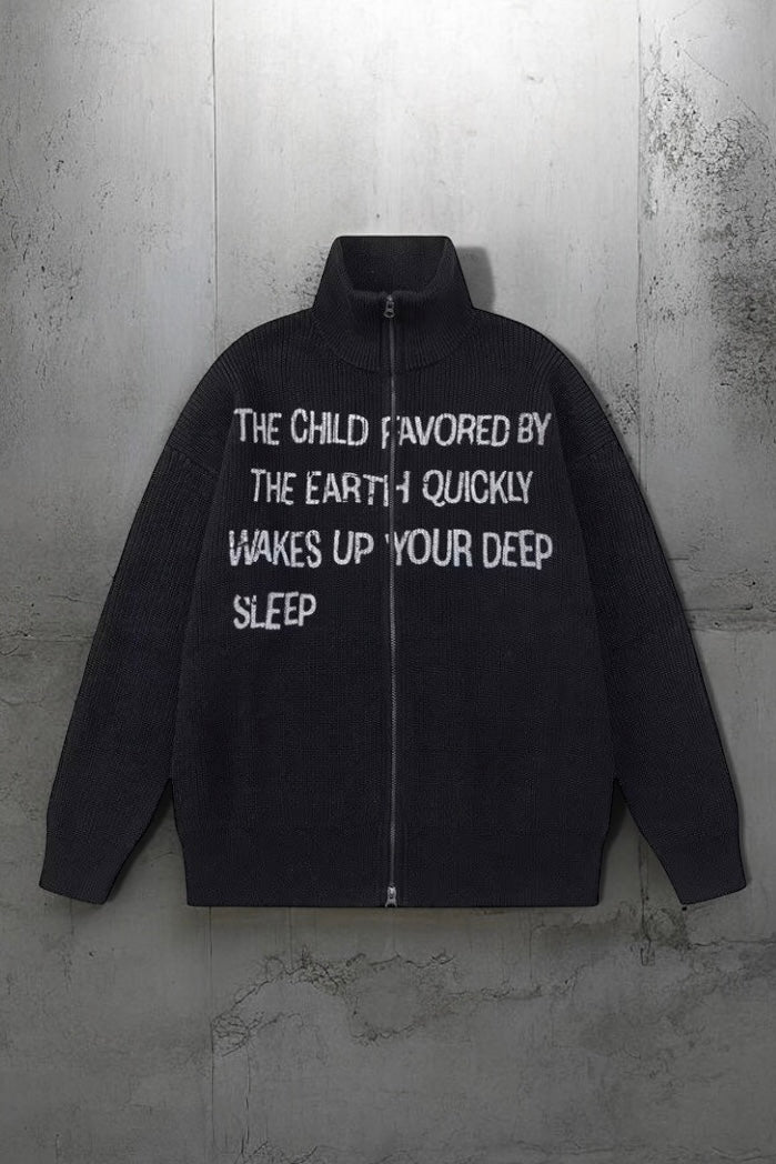 【2color】Lettering High Neck Knit Jacket mry001830