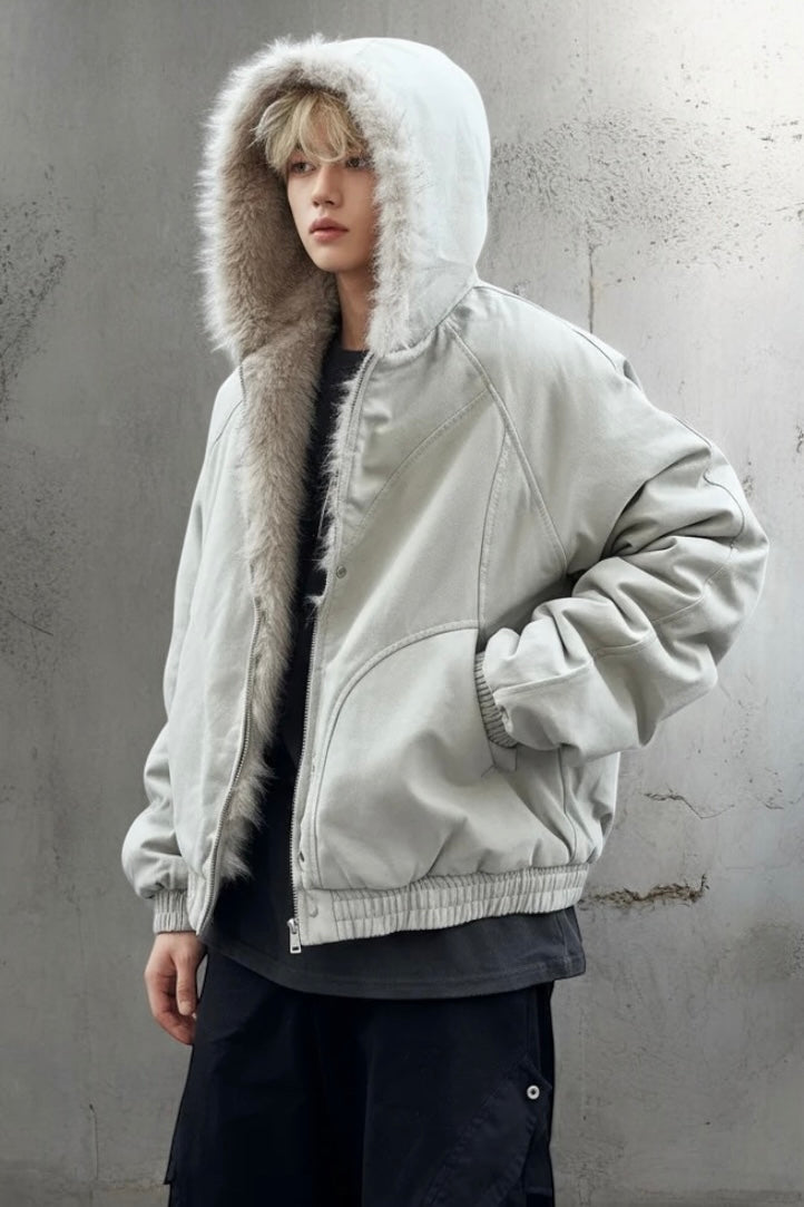 『※限定価格／SNS大人気アウター⚡️』【2color】 Unisex Edge Line Boa Jacket mry001614 Warm Fur Trim Zip Jacket mry001794