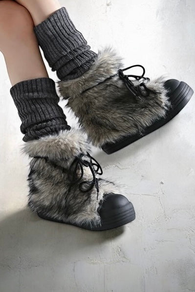 【評価★4.8以上／ベストセラー】Cozy Faux Fur Street Platform Boots mry001974