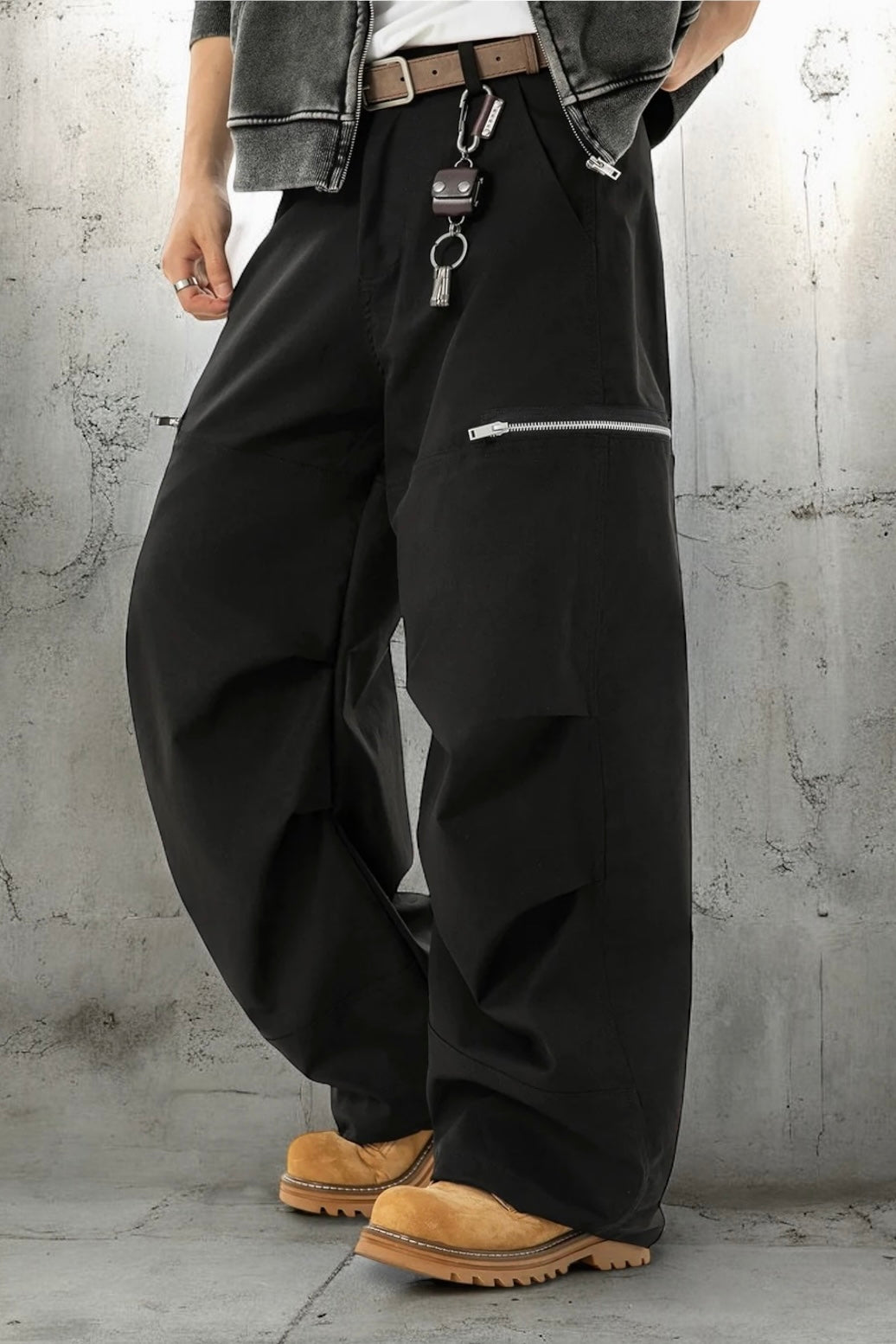 【2color】Zipper Pockets Wide Cargo Pants mry001821