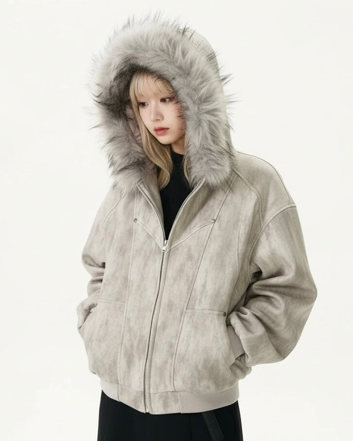 『評価★4.8以上／※再入荷未定⚡️』【2color】 Unisex Edge Line Design Boa Jacket mry001615