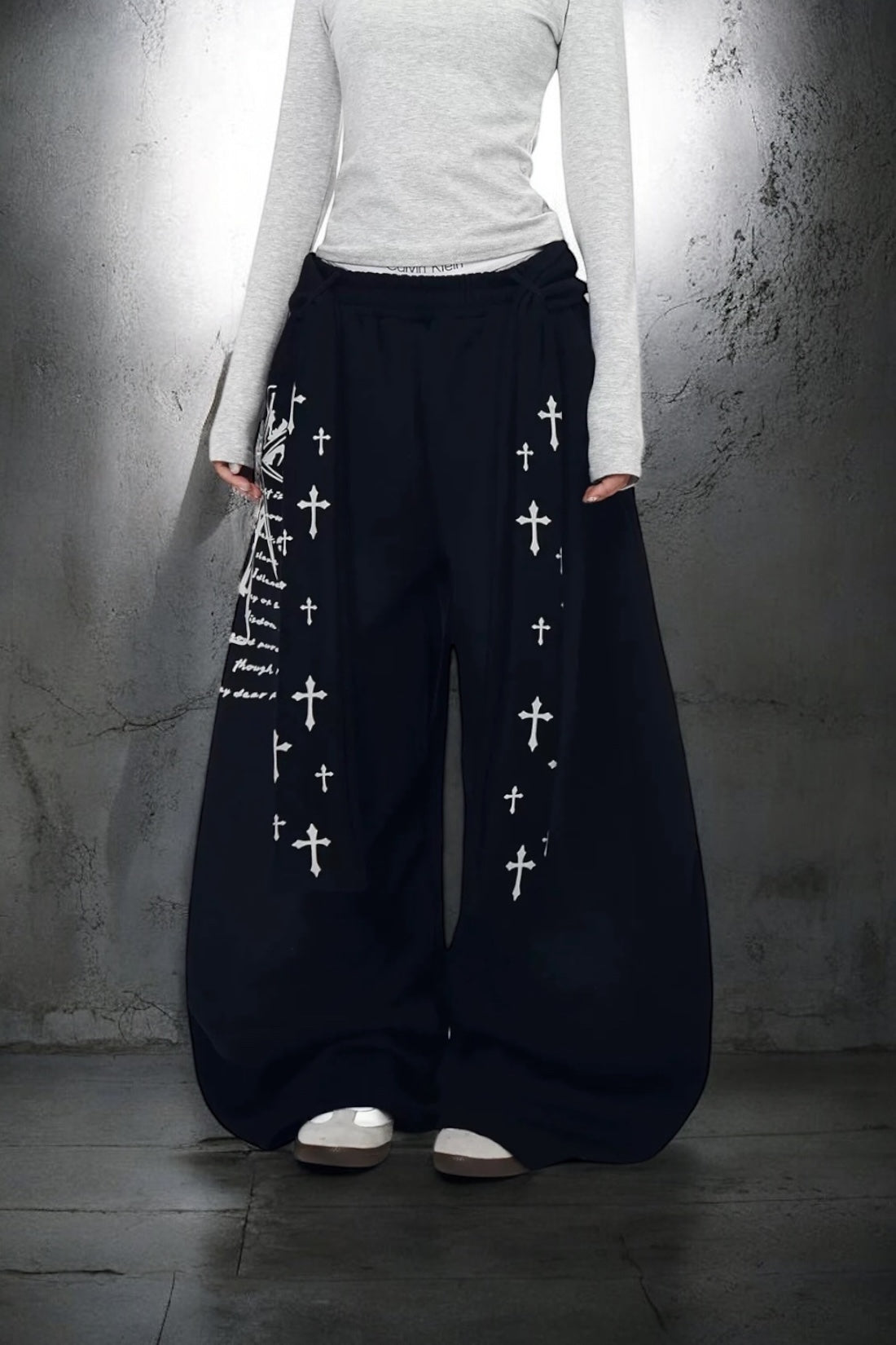 Cross Wrap Wide Sweat Pants mry002146