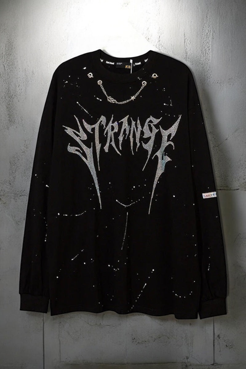 【2color】Punk Chain Detail Long T-Shirt mry001640