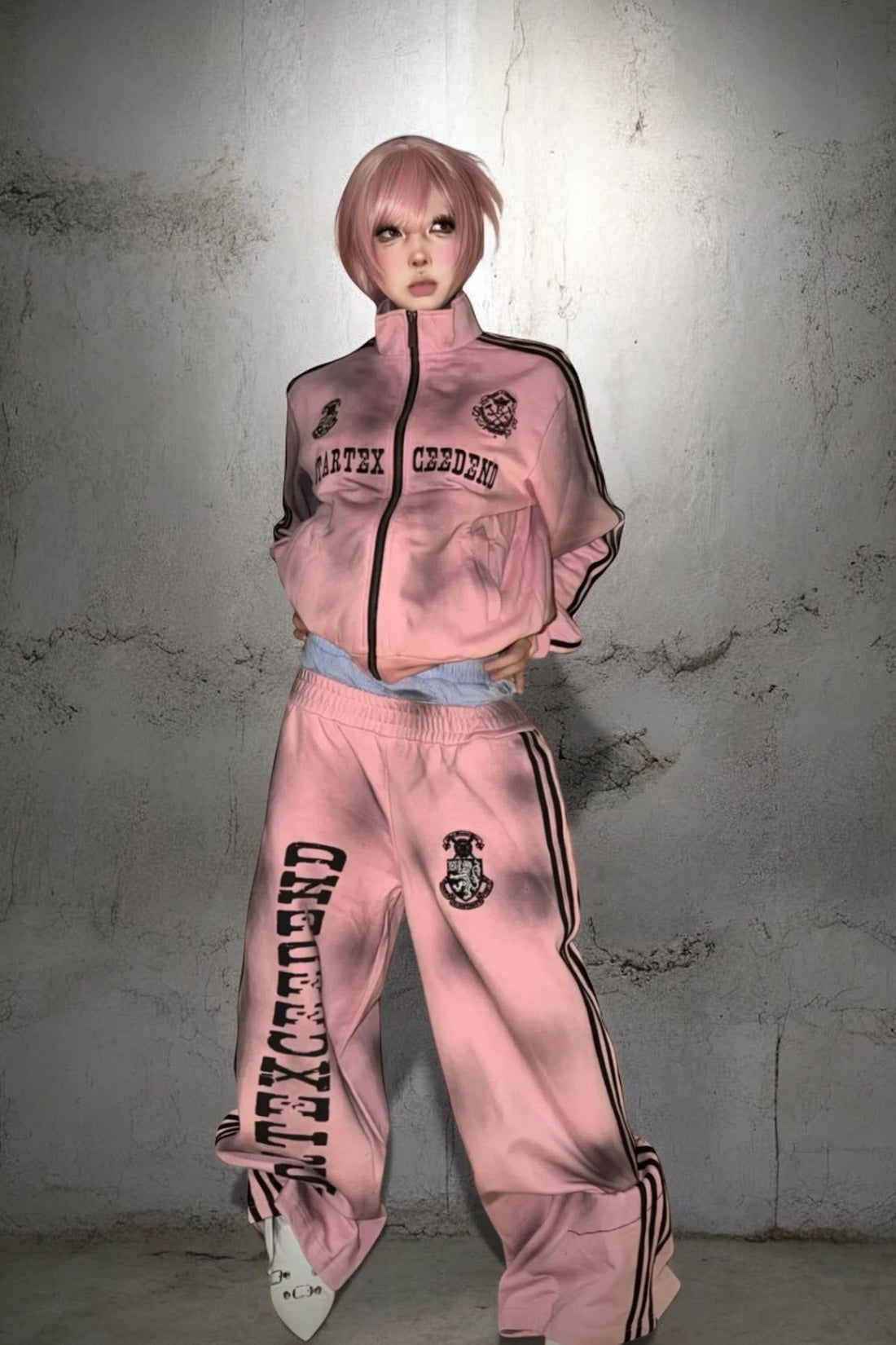 【Set-Up】Washed Pink Track Suit mry002168