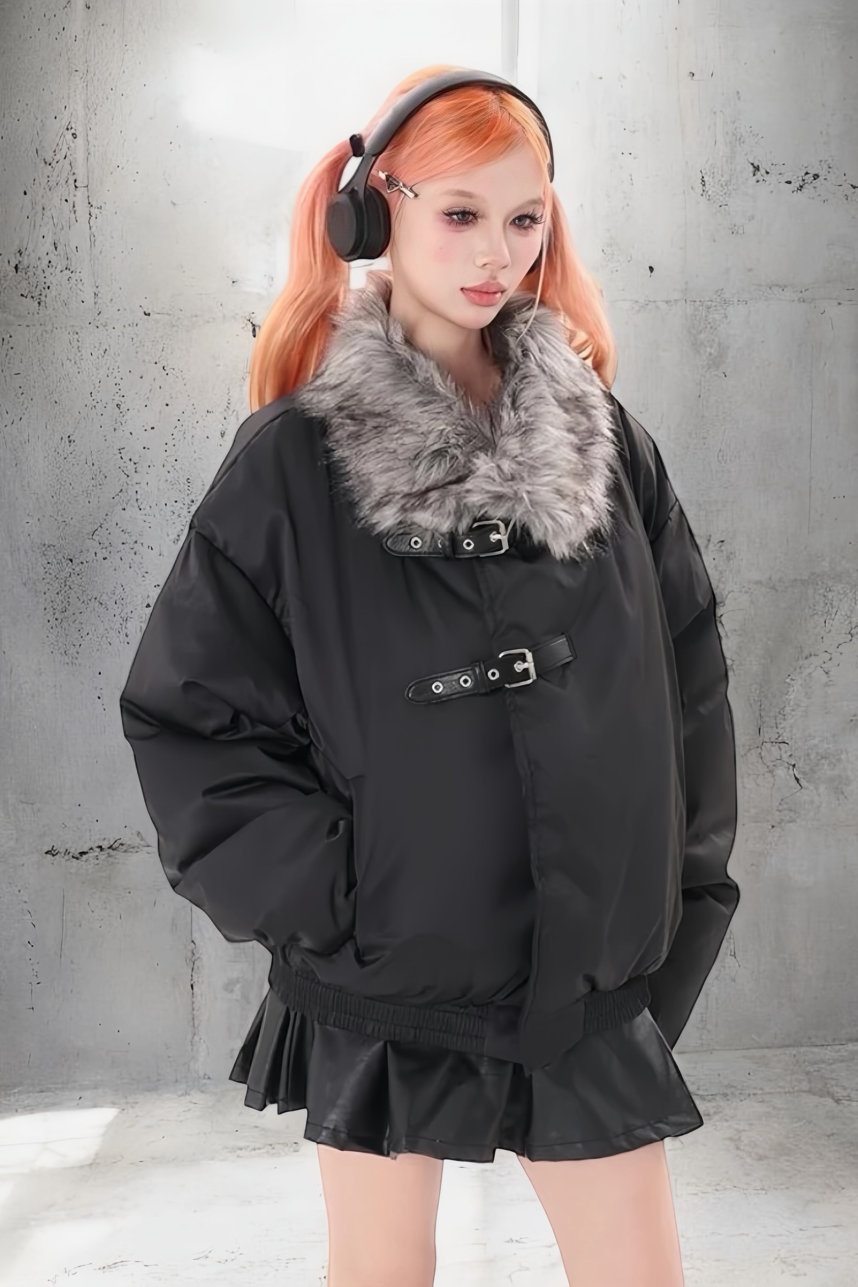 Faux Fur Collar Buckle Jacket mry001789