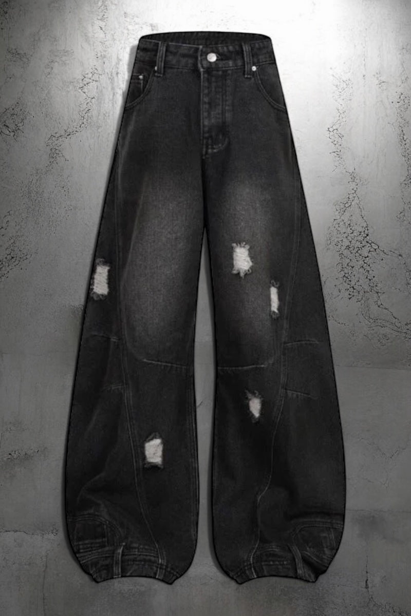 《評価★4.8超え💬✨》【COVER:FIT】 2color Extreme Wide-Leg Ripped Denim Pants mry001649