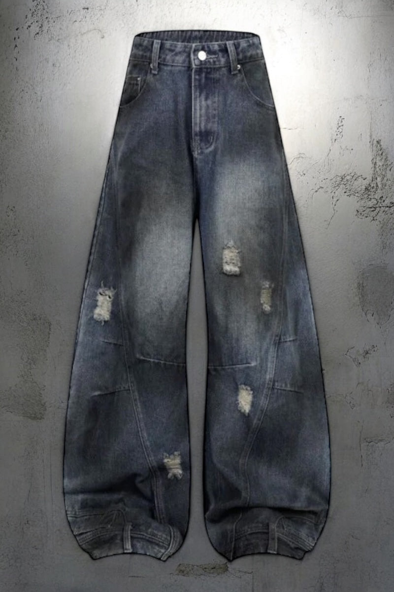 《評価★4.8超え💬✨》【COVER:FIT】 2color Extreme Wide-Leg Ripped Denim Pants mry001649