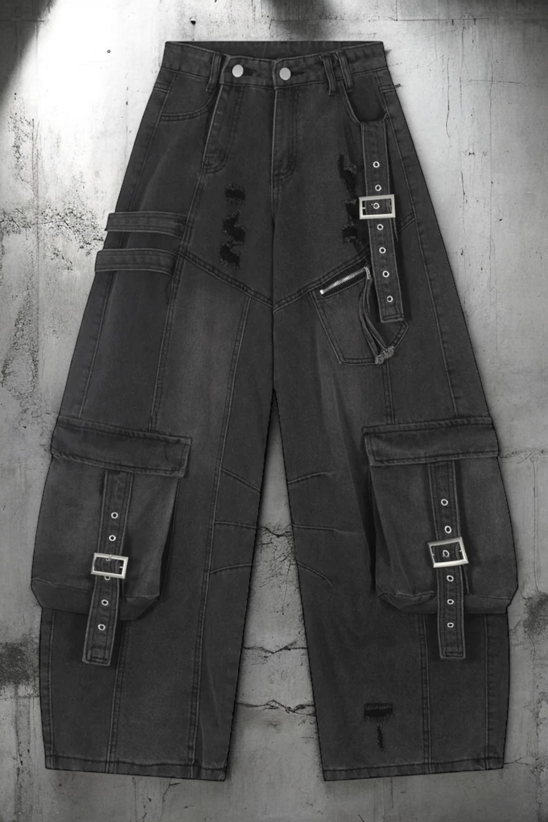 【COVER:FIT/2color】Shadow Buckle Wide Cargo Denim Pants mry001700