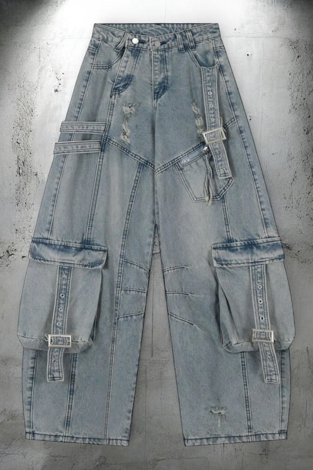 【COVER:FIT/2color】Shadow Buckle Wide Cargo Denim Pants mry001700