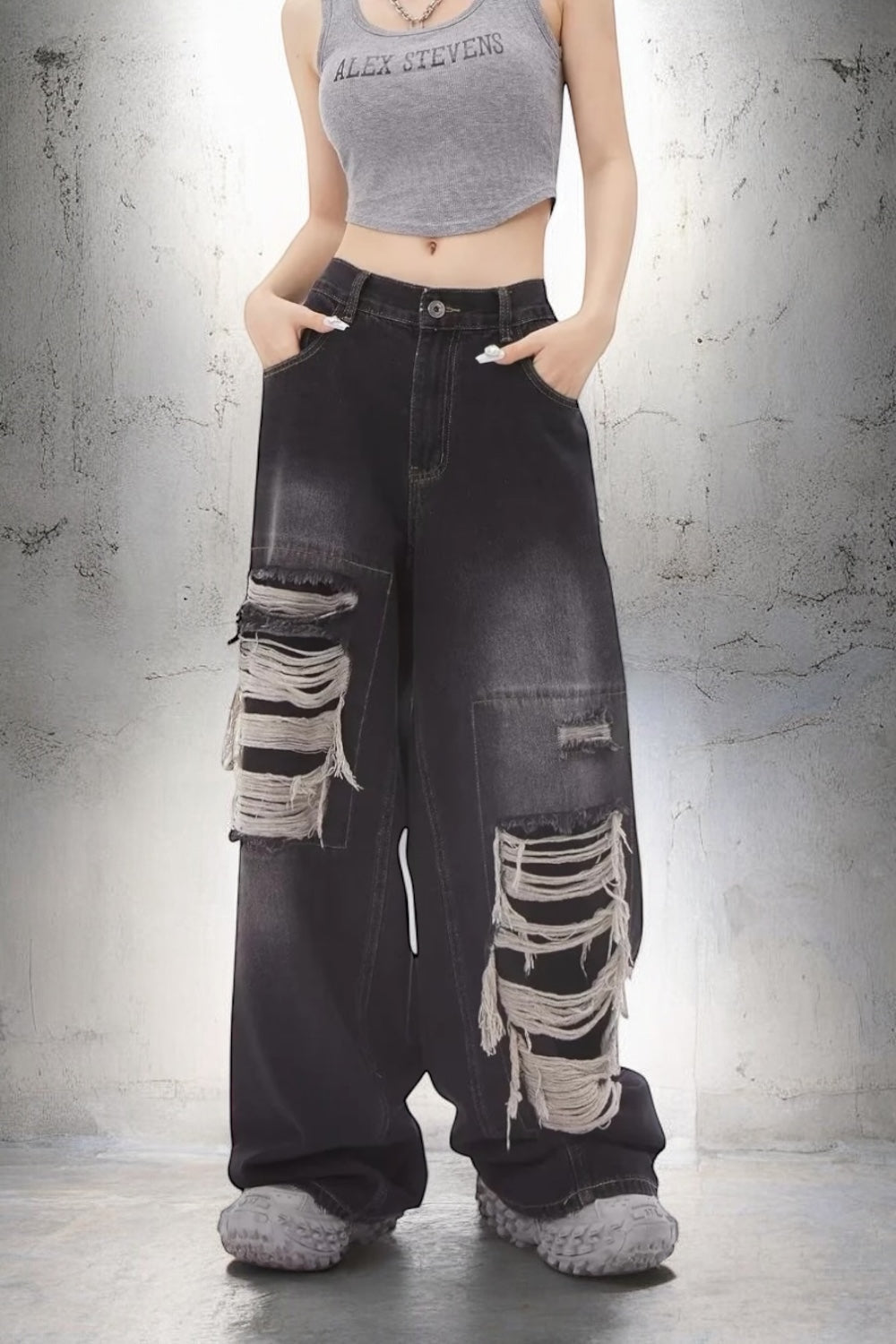 《今だけ限定価格💥🏷️》2color Dameged Wide Denim Pants mry001605