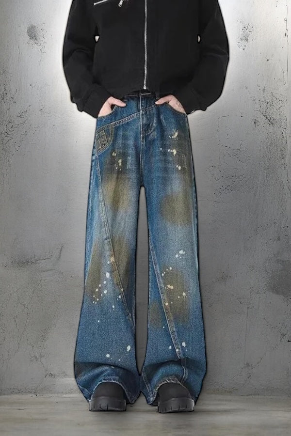 【COVER:FIT】 Vintage Paint-Stain Wide Denim Pants mry001863