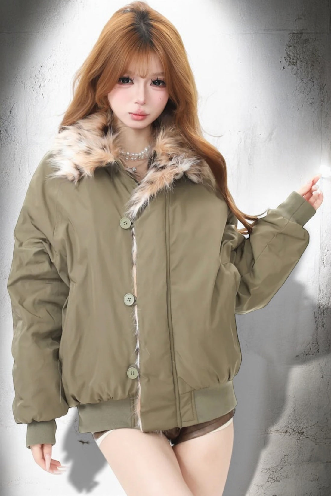 Faux Fur Collar Puffer Jacket mry002020