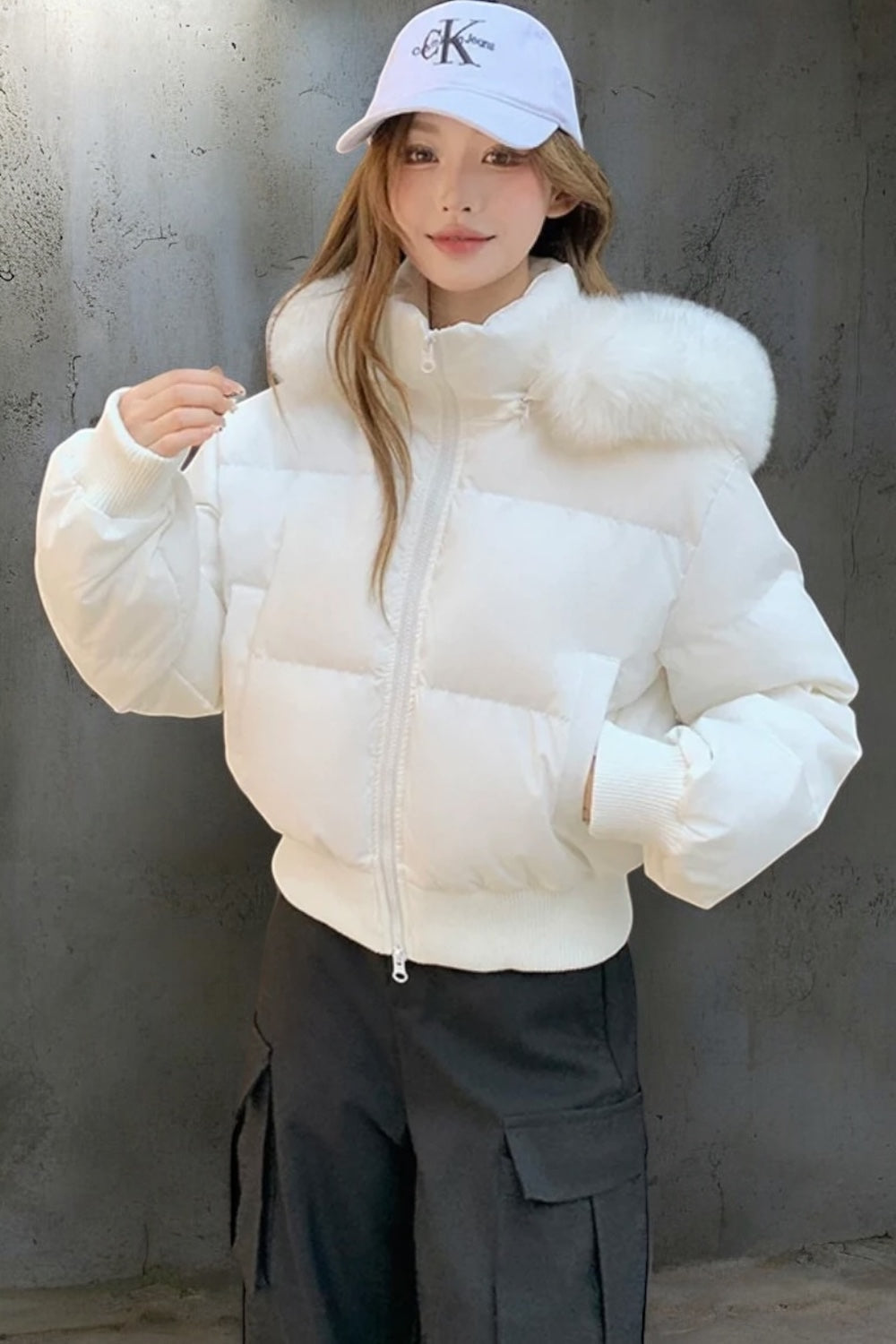 【爆安】Short Puffer Food Fur Jacket mry001966