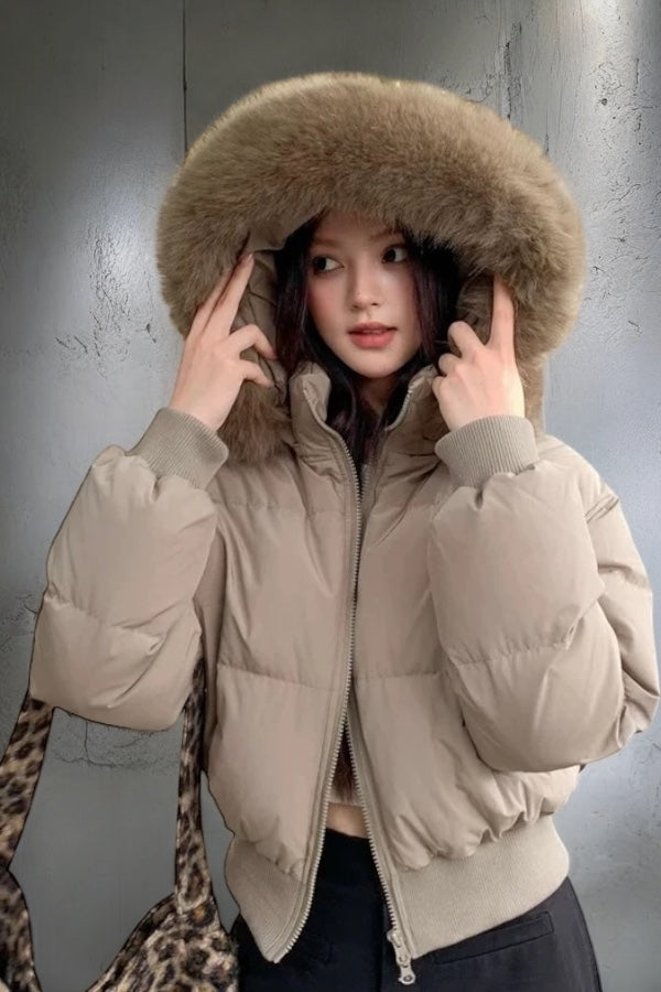 【爆安】Short Puffer Food Fur Jacket mry001966