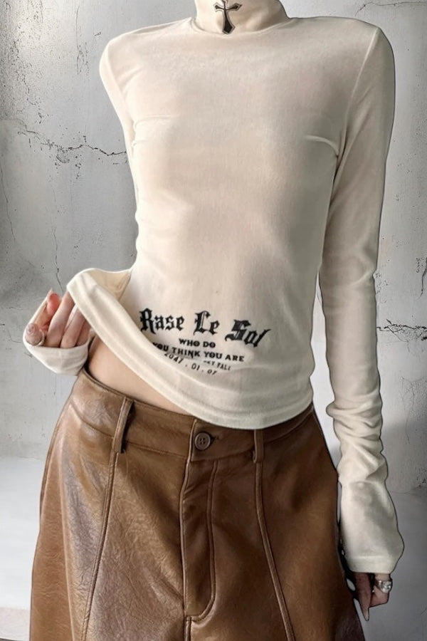 Cross Turtleneck Long Sleeve Top mry002191