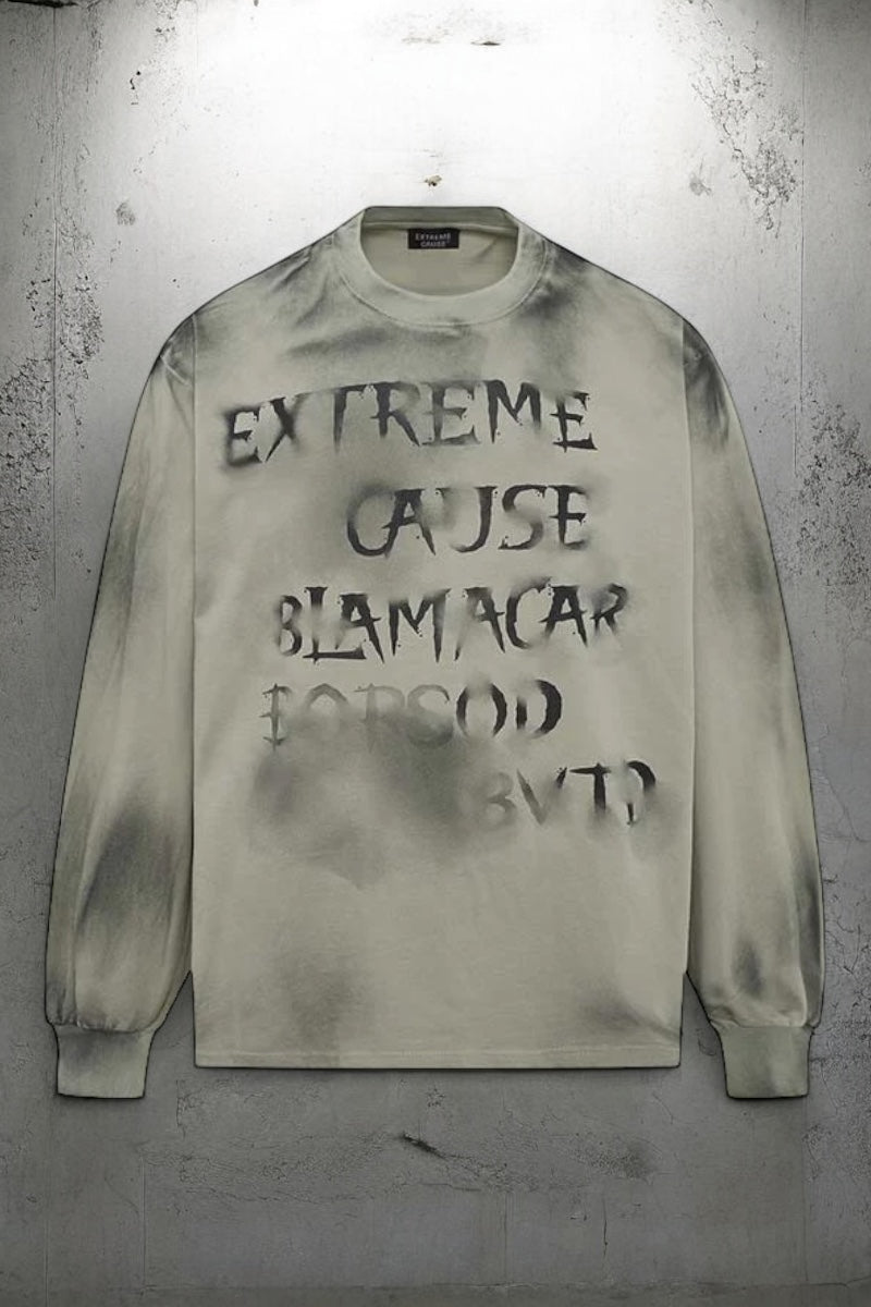 【3color】Spray Stencil Print Long Sleeve Tee mry001843