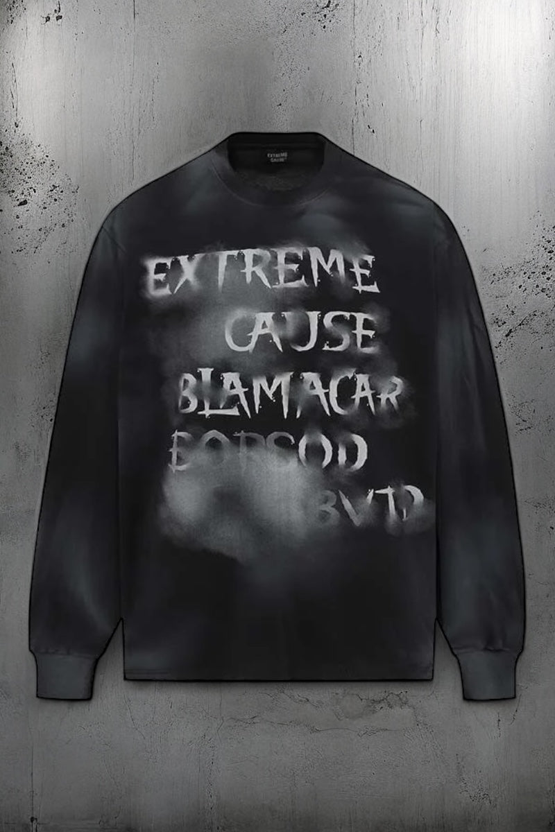 【3color】Spray Stencil Print Long Sleeve Tee mry001843