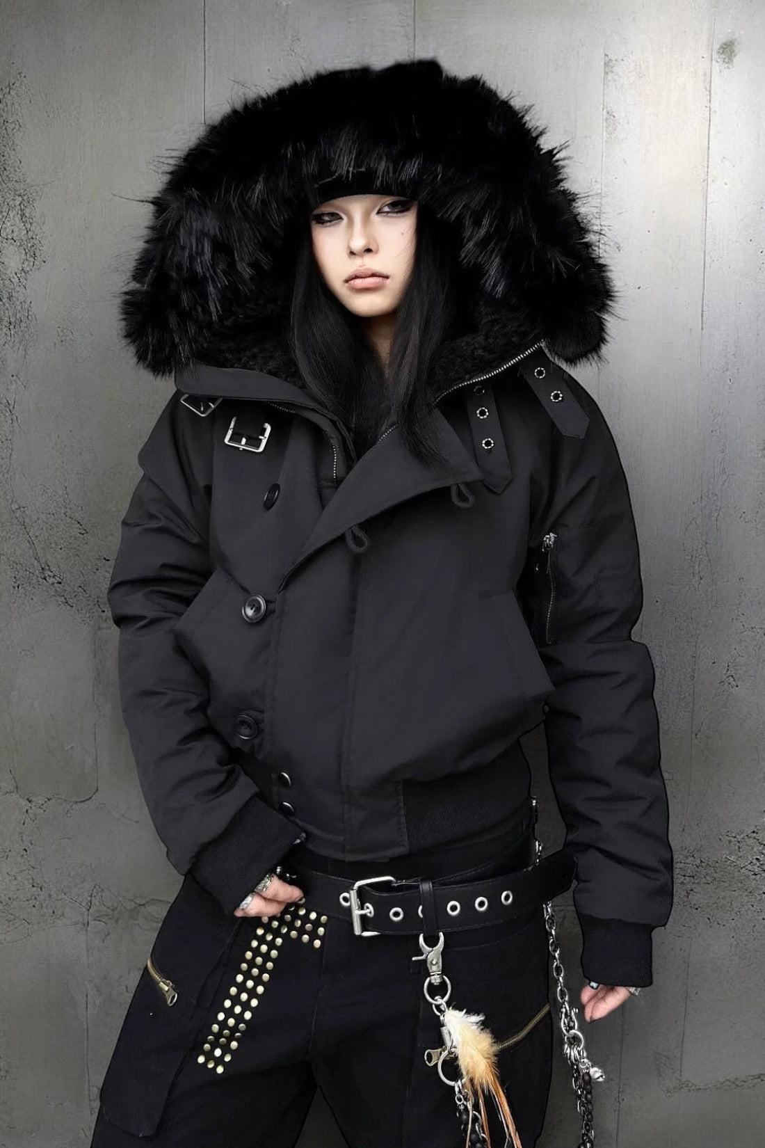 Fur Trim Hooded Puffer Jacket mry002197